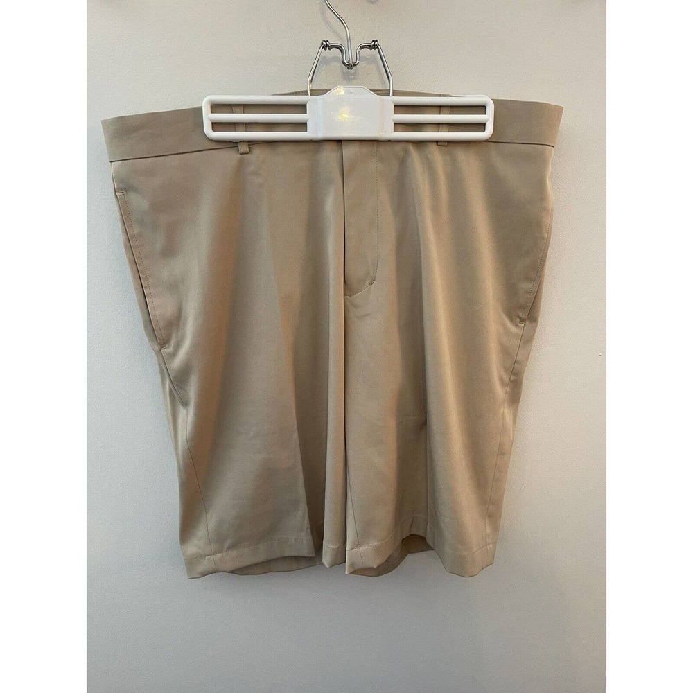 Slazenger Mens Tan Golf Casual Flat Front Shorts Size 36 Polyester Spandex
